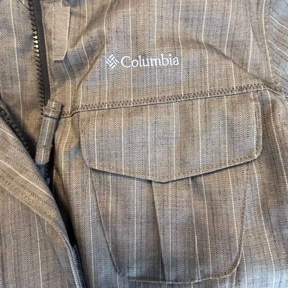 SOLD: Columbia Brown Striped Omni-Tech Ski and Snowboarding Jacket Hooded M - Picture 5 of 11